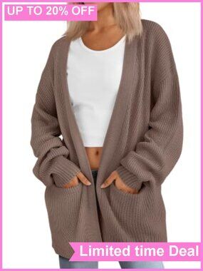 Oversized Knit Cardigan Sweater with Pockets